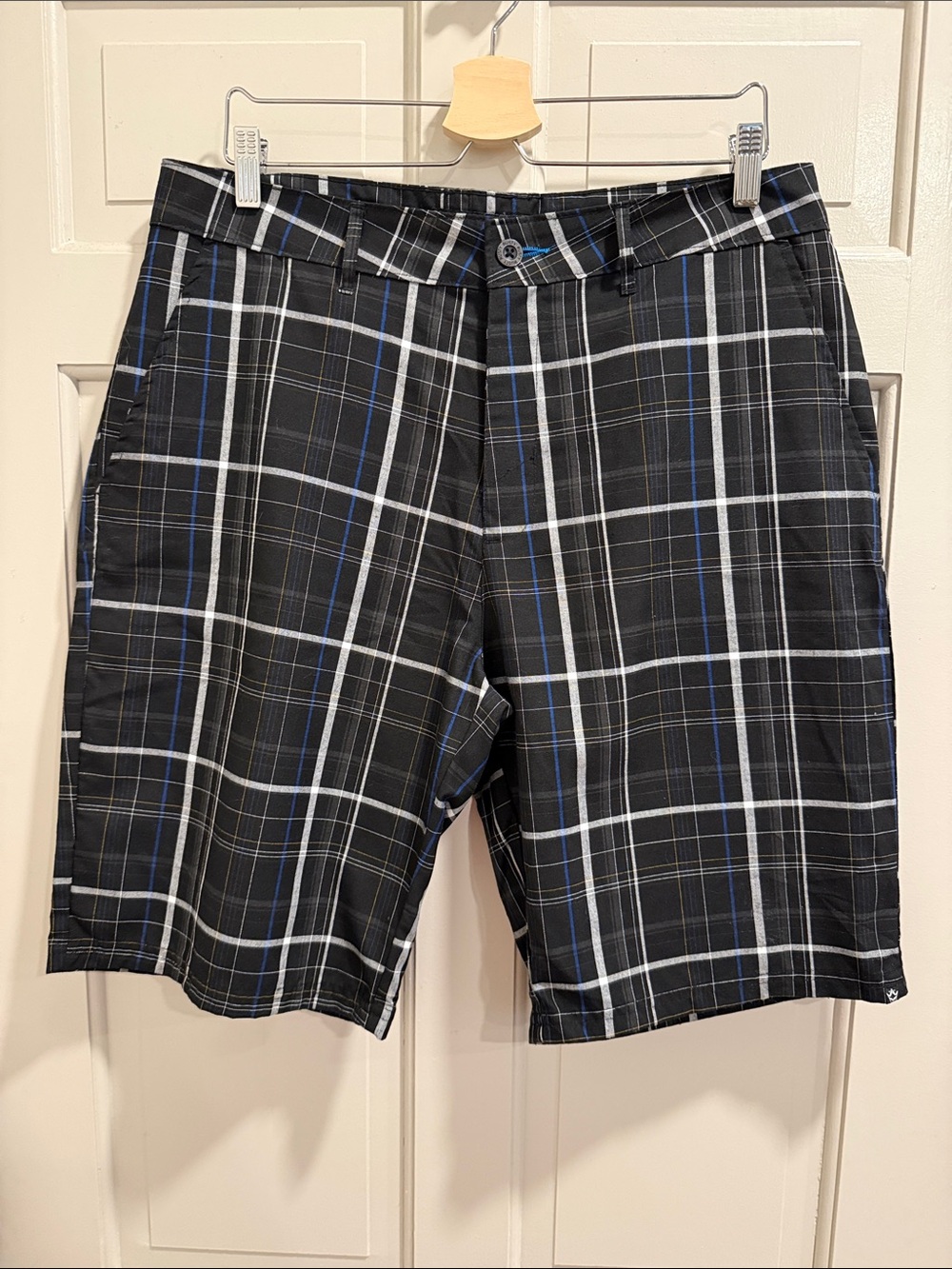 Rusty Black Plaid Walk Shorts/Skate Style Size 34